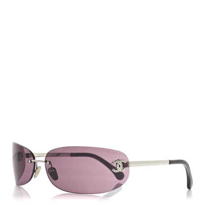 Chanel Metal Crystal CC Oval Sunglasses 71560 Silver 1 of 6