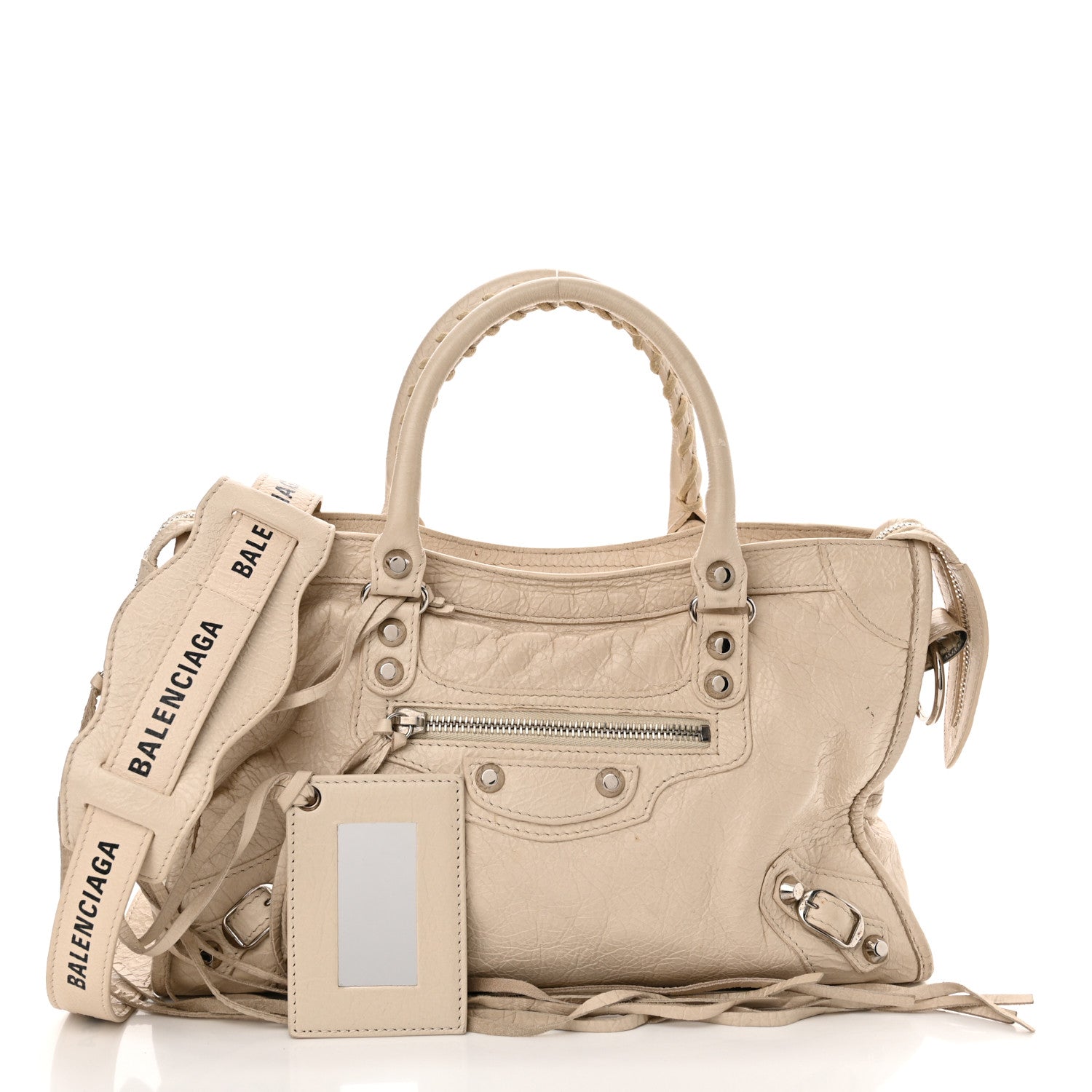 Balenciaga Agneau Classic Silver Hardware S City Logo Strap Light Craie 3 of 18