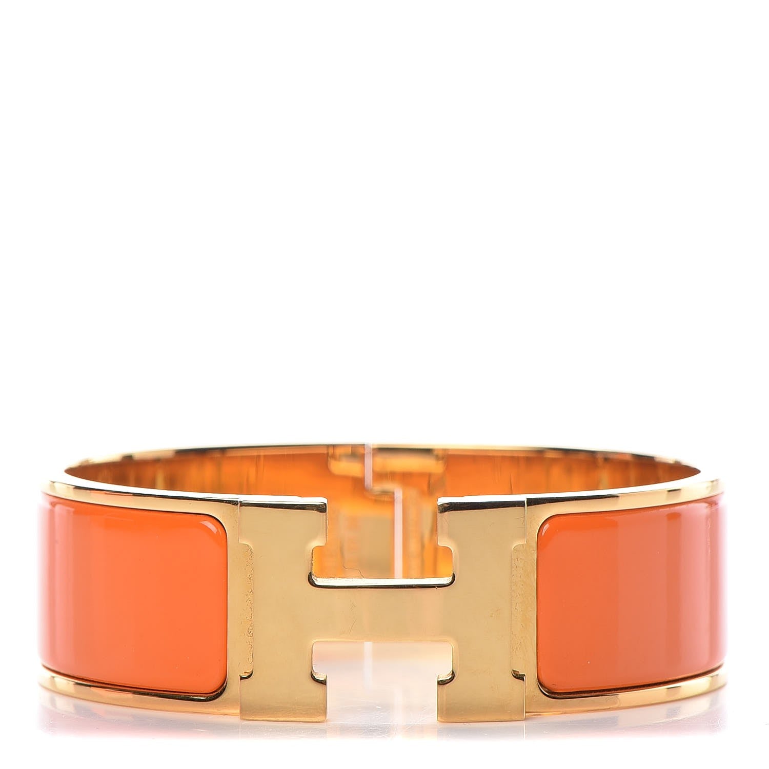 Hermes Enamel Wide Clic Clac H Bracelet GM Orange 1 of 6