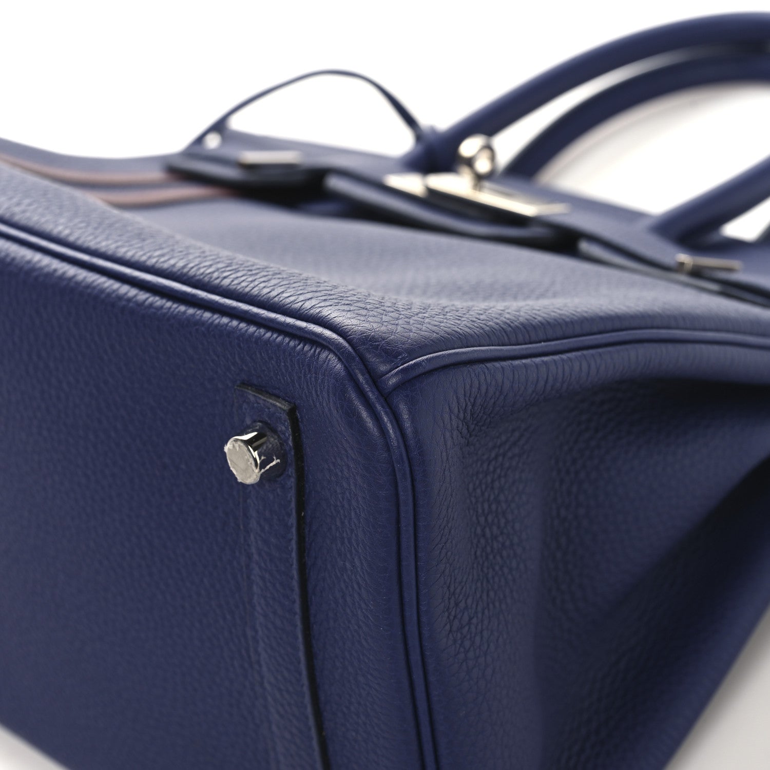 Hermes Togo Swift Officier Birkin 30 Bleu Encre Rouge H 10 of 12