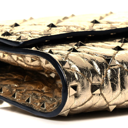 Valentino Garavani Metallic Wrinkled Lambskin Rockstud Spike Wallet on Chain Mekong 7 of 8