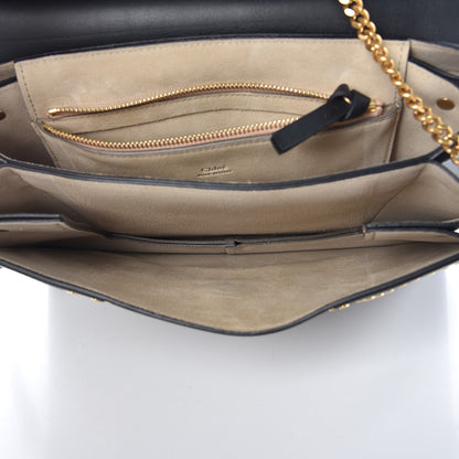 Chloe Calfskin Suede Studded Medium Faye Shoulder Bag Black 5 of 8