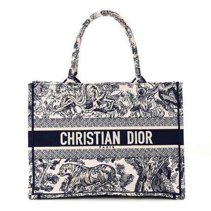 Christian Dior Canvas Embroidered Medium Toile De Jouy Reverse Book Tote Blue 1 of 12