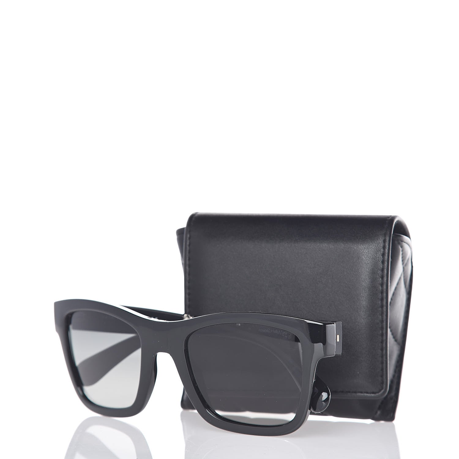 Chanel Nylon Metal Square Folding Sunglasses 6053 Black 7 of 7