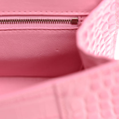 Balenciaga Shiny Calfskin Crocodile Embossed Small Hourglass Top Handle Bag Candy Pink 5 of 12