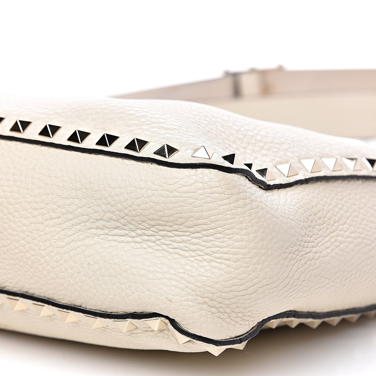 Pebbled Calfskin Small Rockstud Flip-Lock Messenger Bag Light Ivory