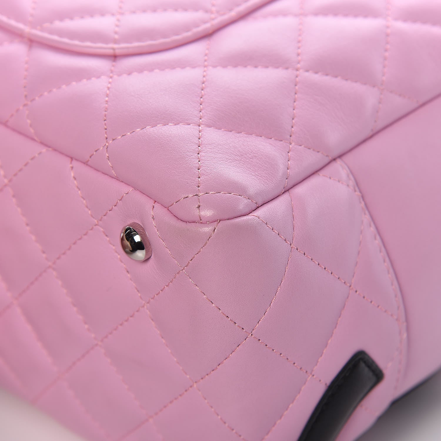 Chanel Calfskin Quilted Large Cambon Bowler Pink Black 10 of 21