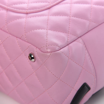 Chanel Calfskin Quilted Large Cambon Bowler Pink Black 10 of 21
