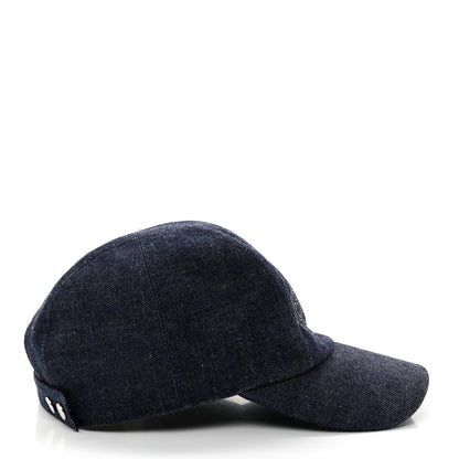 Hermes Cotton Denim Embroidered Davis Emile Hat 58 Indigo 5 of 9