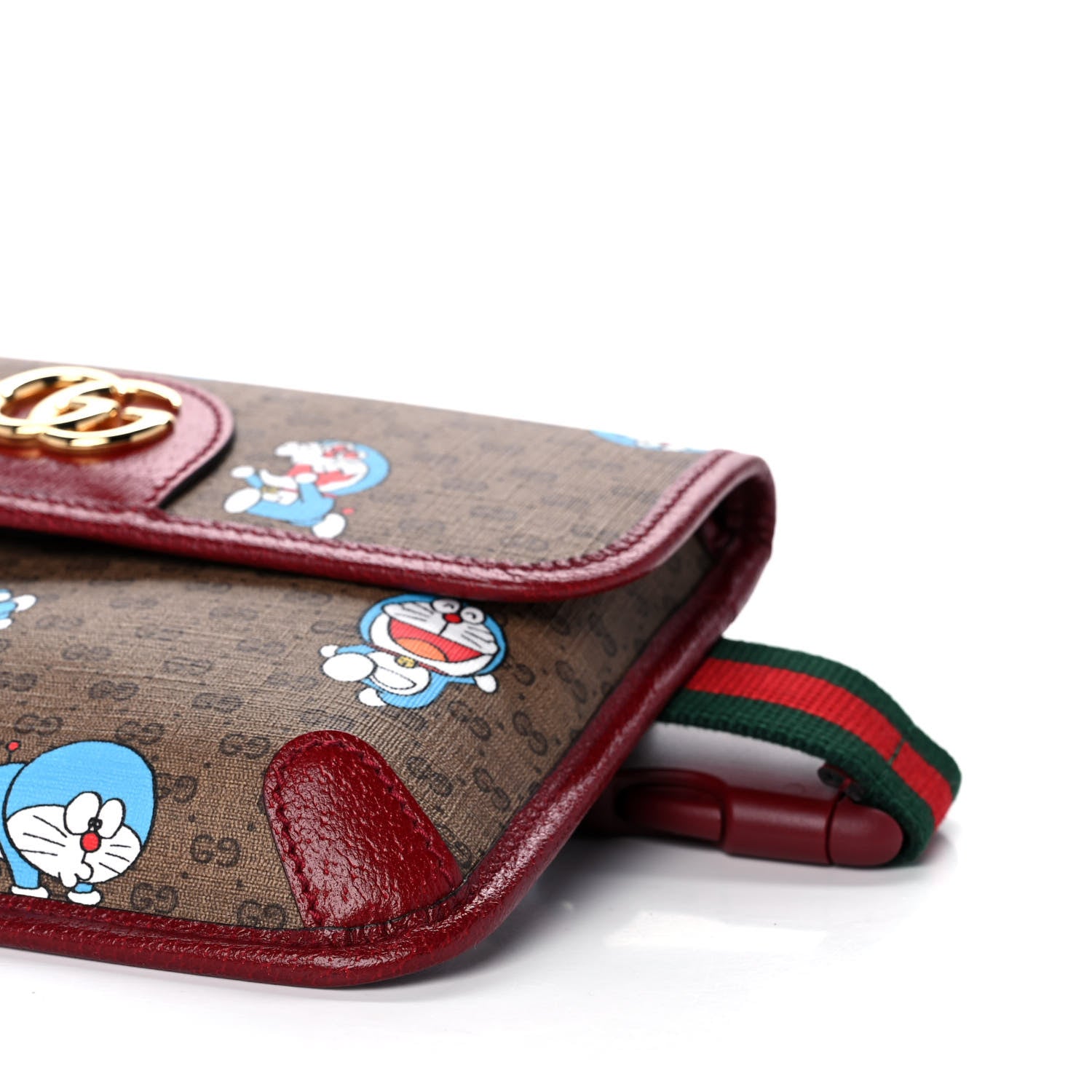 Gucci X DORAEMON Mini Vintage GG Supreme Monogram Web Slim Belt Bag Beige Cherry Red 10 of 12