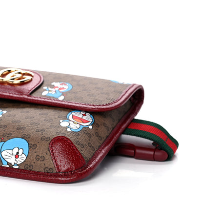 Gucci X DORAEMON Mini Vintage GG Supreme Monogram Web Slim Belt Bag Beige Cherry Red 10 of 12