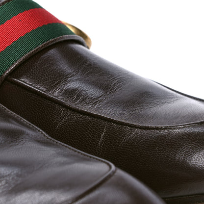 Gucci Calfskin Fur Web GG Mens Princetown Slippers 11 Cocoa 5 of 5