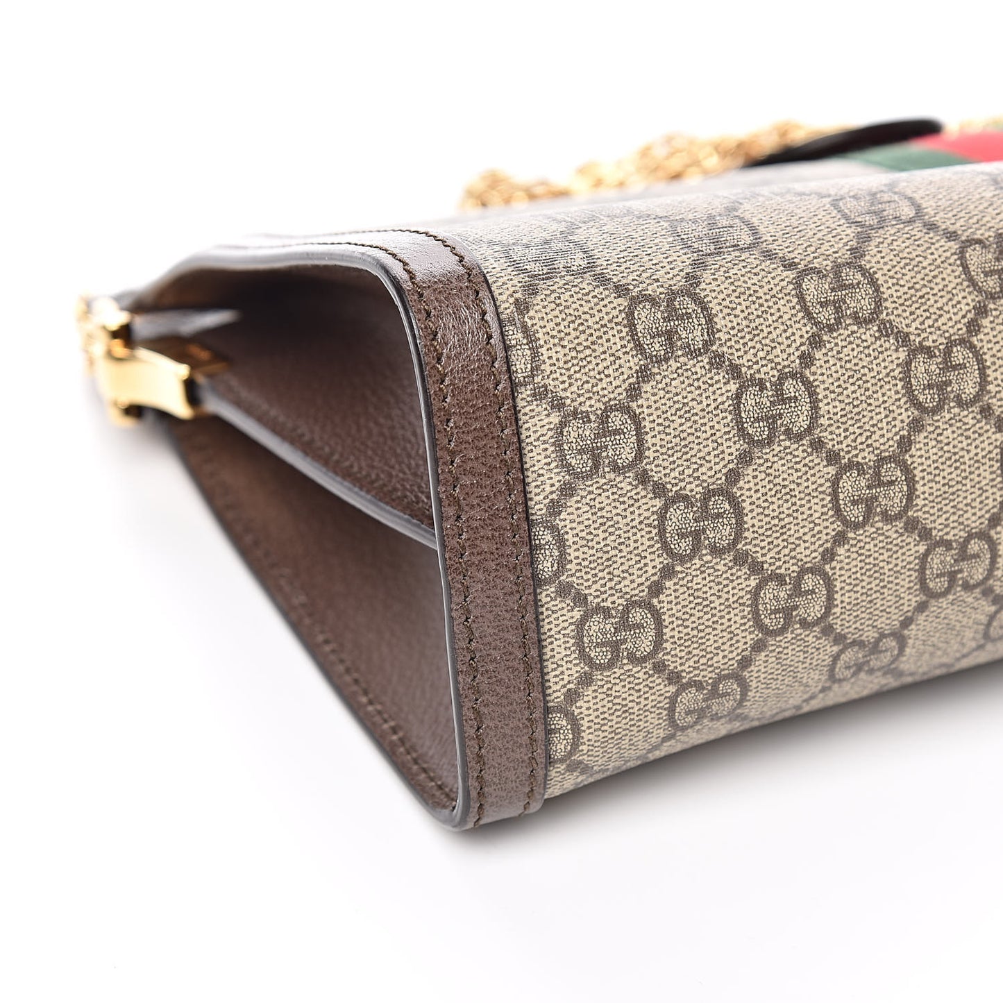 GG Supreme Monogram Web Medium Ophidia Chain Shoulder Bag Brown