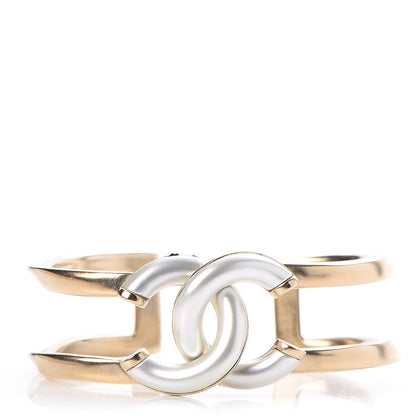 Chanel Metal Logo CC Cuff Gold Silver 1 of 6