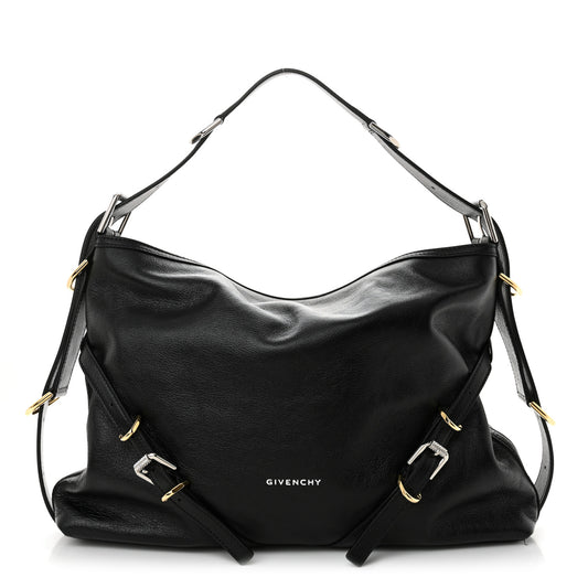 Tumbled Calfskin Corset Medium Voyou Bag Black