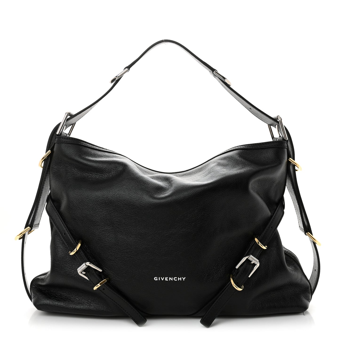 Tumbled Calfskin Corset Medium Voyou Bag Black