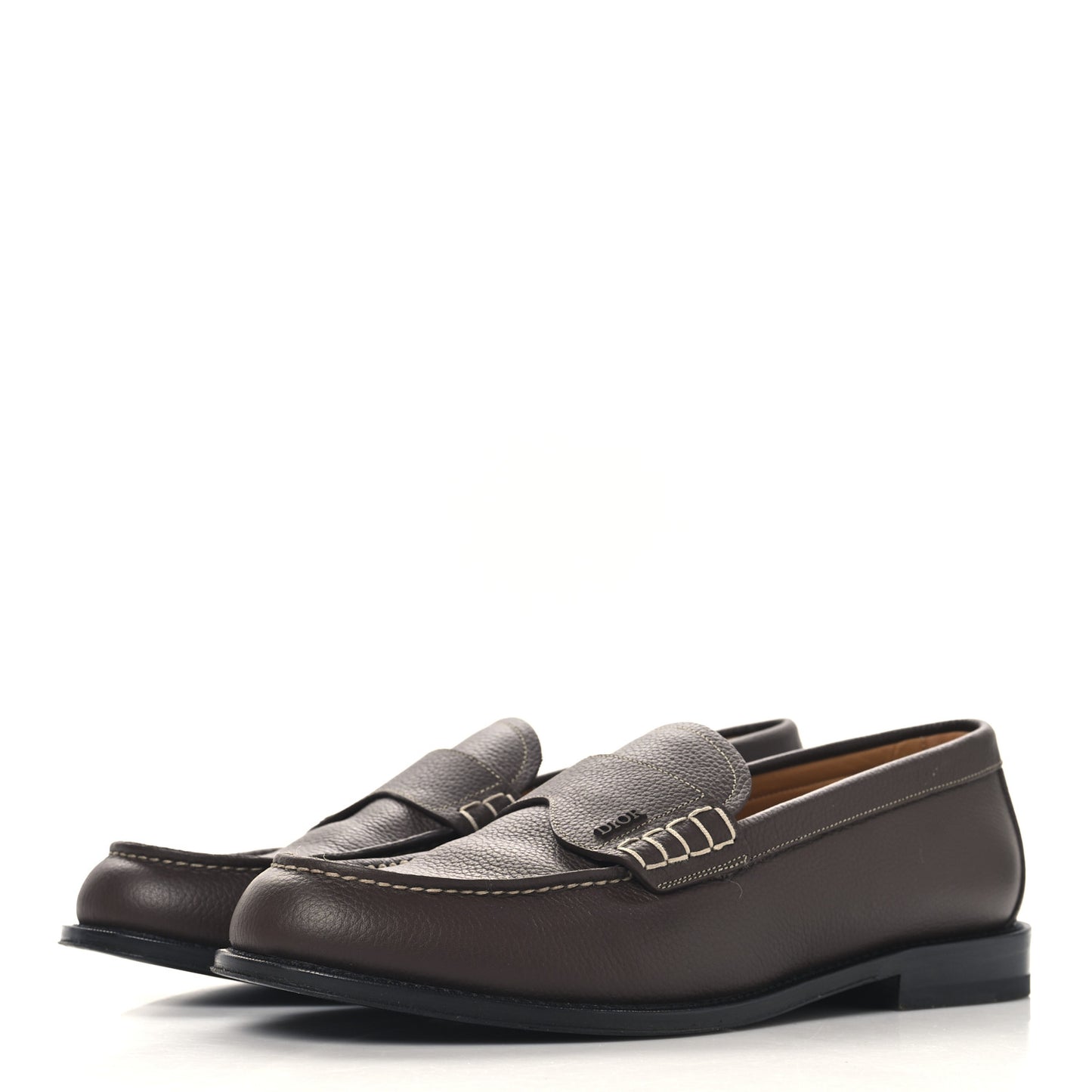 Grained Calfskin Dior Granville Men Loafers 43 Brown