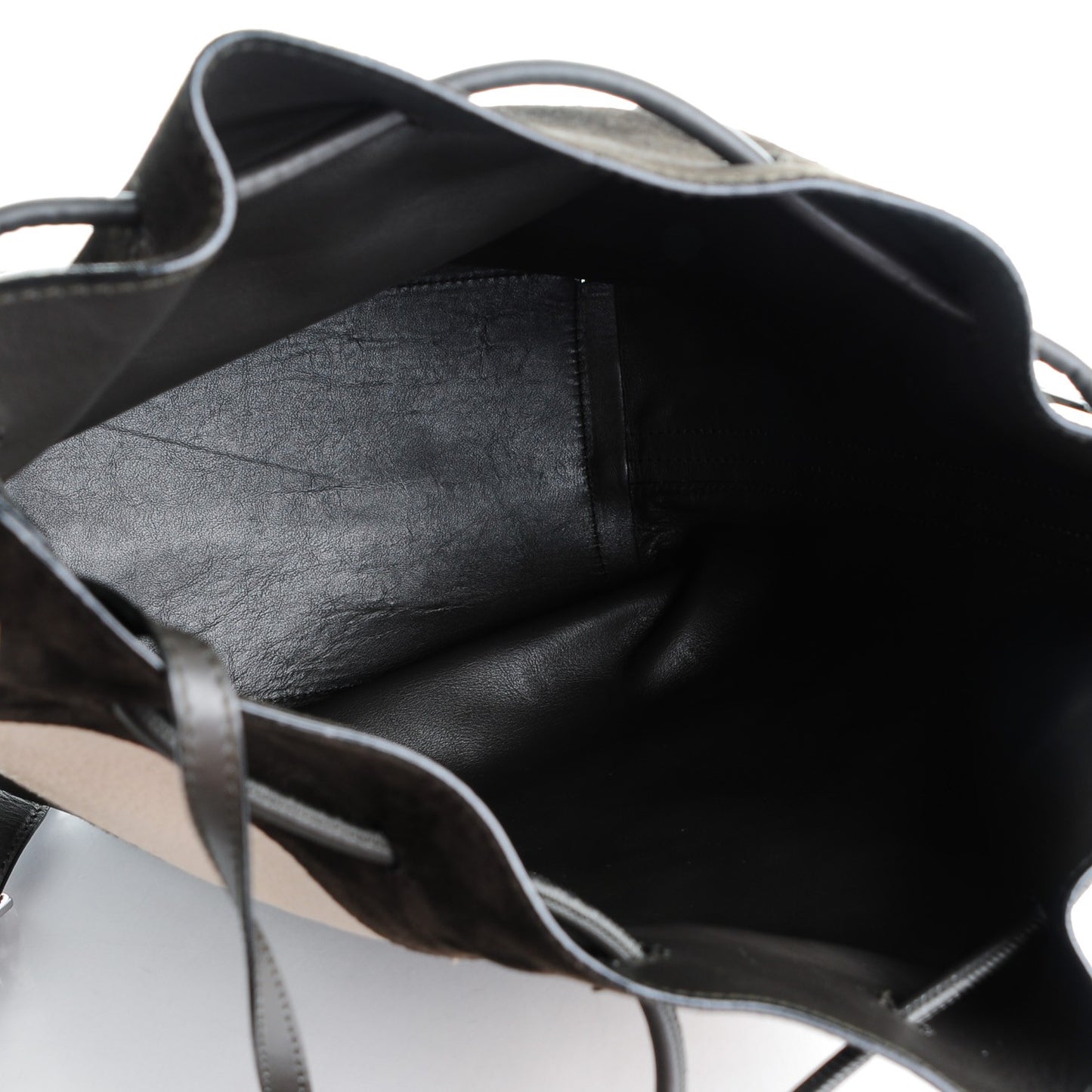 Watersnake Suede Calfskin Large Bucket Bag Grey