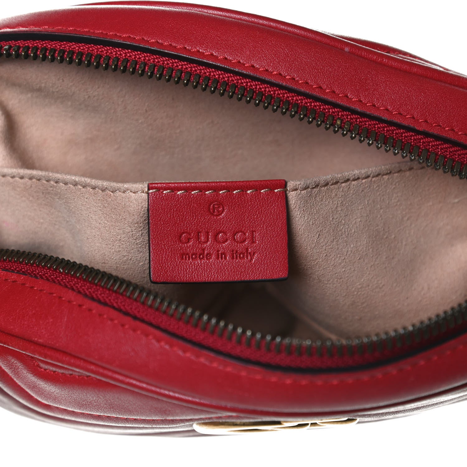 Gucci Calfskin Matelasse GG Marmont Belt Bag 85 34 Hibiscus Red 6 of 17