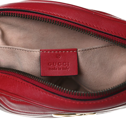 Gucci Calfskin Matelasse GG Marmont Belt Bag 85 34 Hibiscus Red 6 of 17
