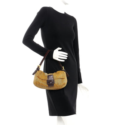 Fendi Beaded Baguette Shoulder Bag Gold 2 of 8