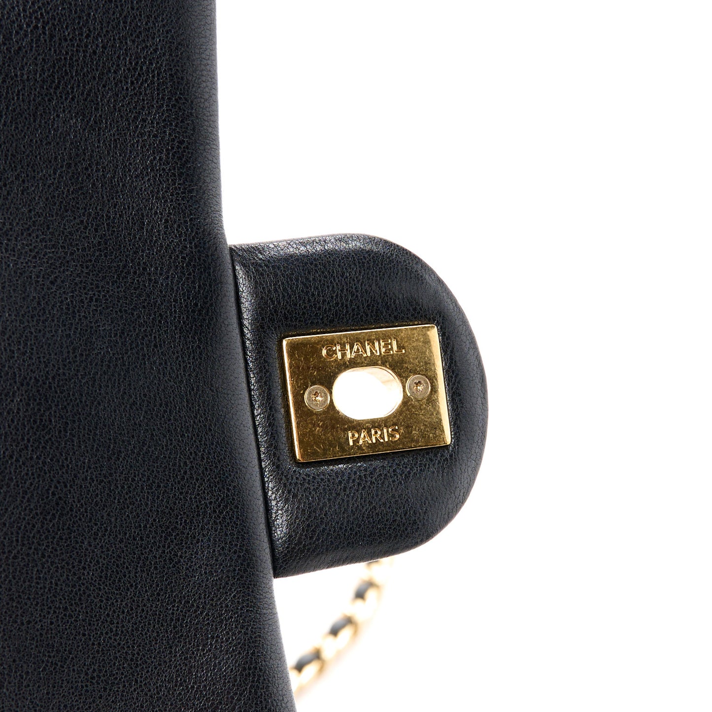 Lambskin Quilted Logo Flap With Handle Black