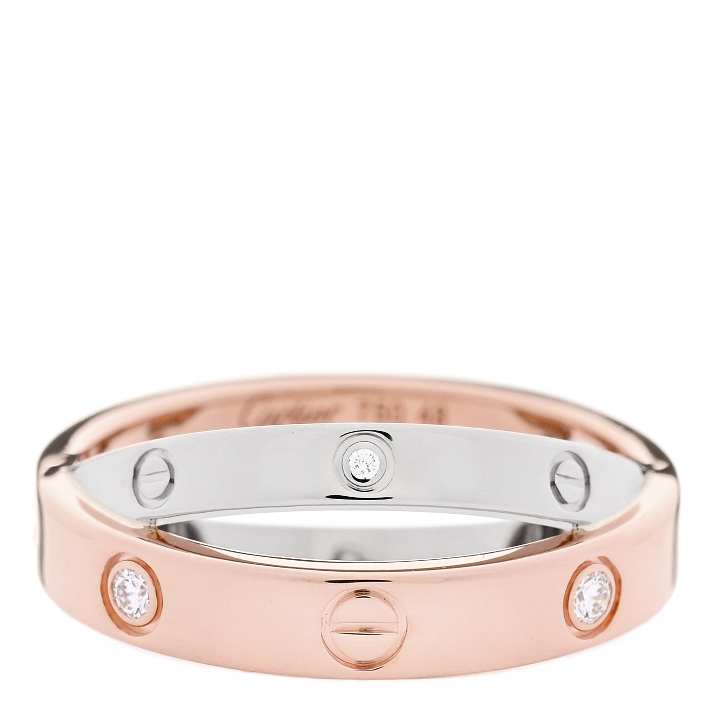 18K Pink White Gold 6 Diamonds LOVE Ring 48 4.5