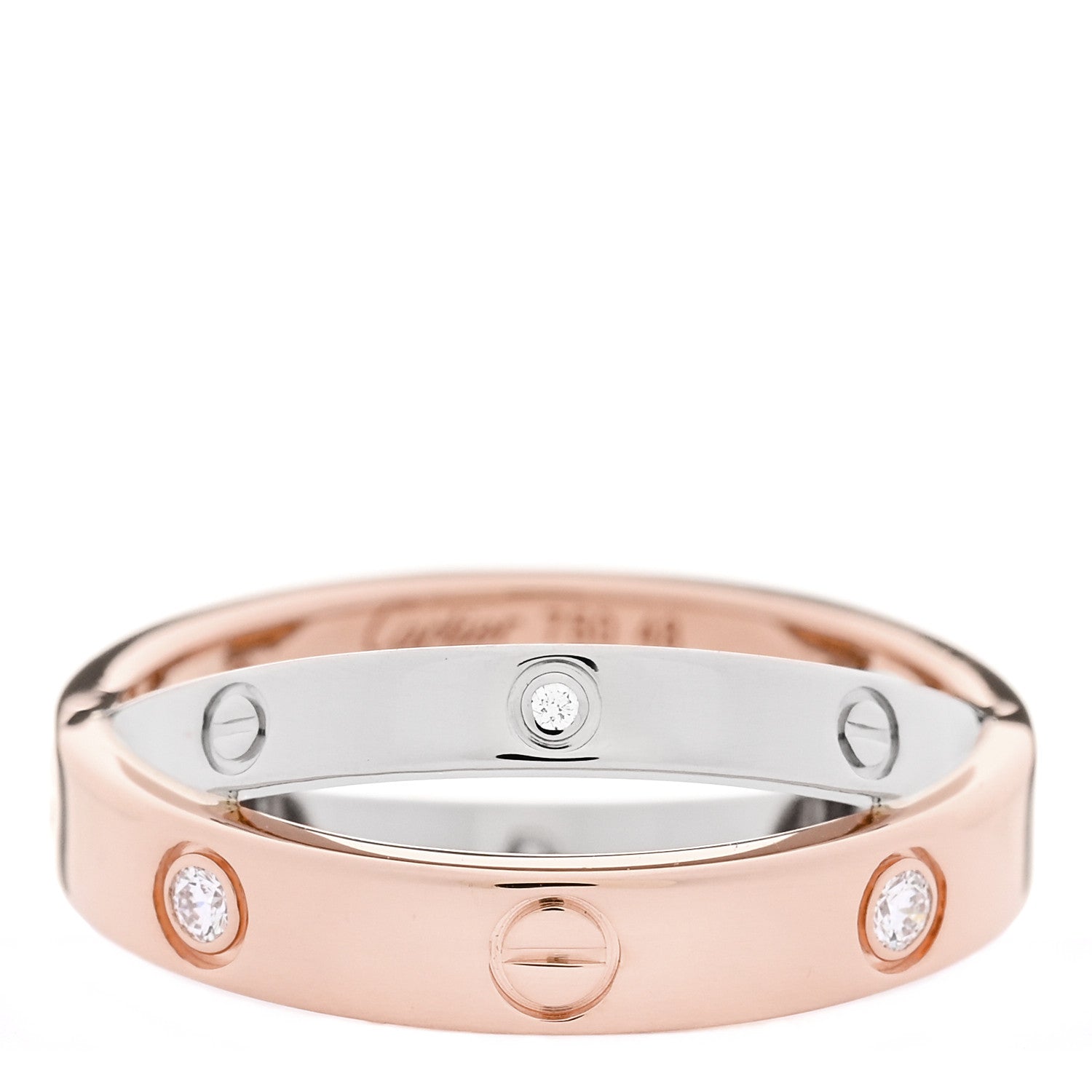 Cartier 18K Pink White Gold 6 Diamonds LOVE Ring 48 4.5 1 of 5