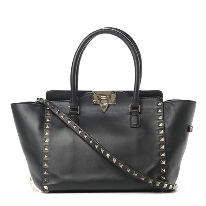 Valentino Garavani Vitello Small Rockstud Double Handle Tote Black 1 of 16
