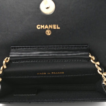 Chanel Lambskin Quilted Mini Coco Bow Clutch With Chain Black 5 of 11