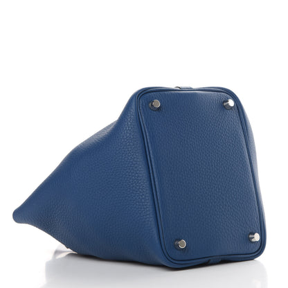 Hermes Taurillon Clemence Swift Eclat Picotin Lock 18 PM Deep Blue Anemone 4 of 12