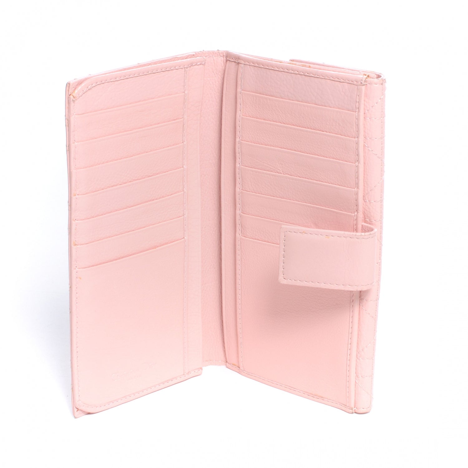 Christian Dior Leather Stitched Lady Cannage Wallet Pink 7 of 7