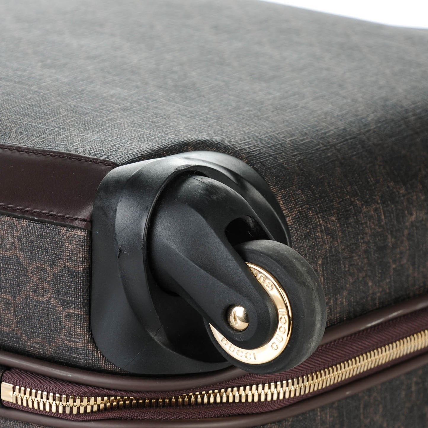 GG Supreme Monogram Four Wheel Carry On Suitcase Dark Brown
