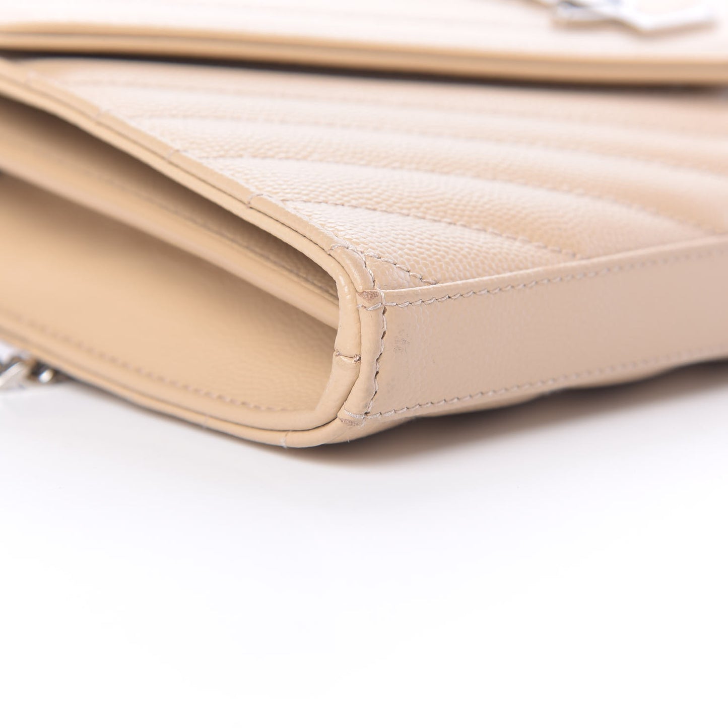 Grain De Poudre Matelasse Chevron Monogram Chain Wallet Nude Powder