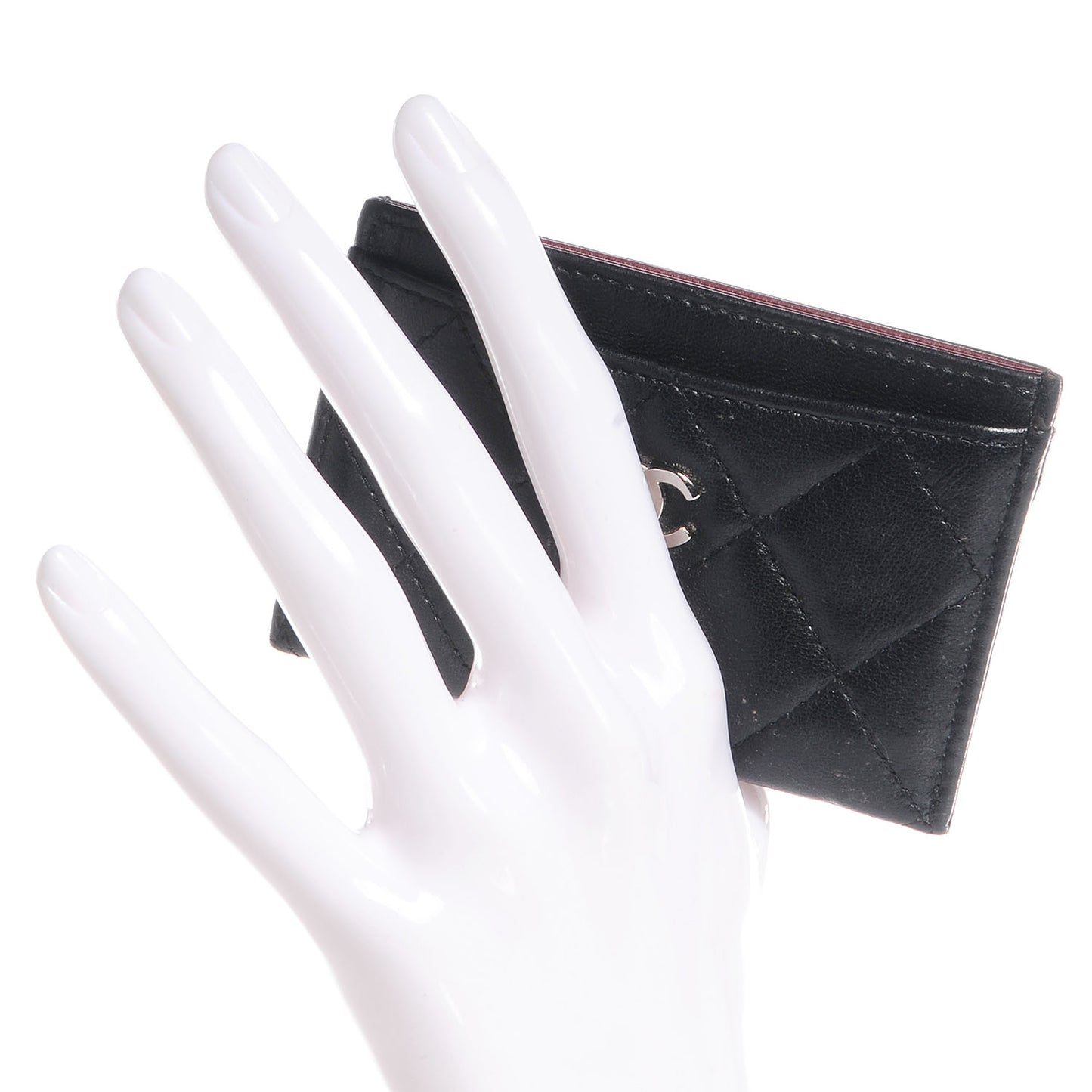 Lambskin Quilted Card Holder Black