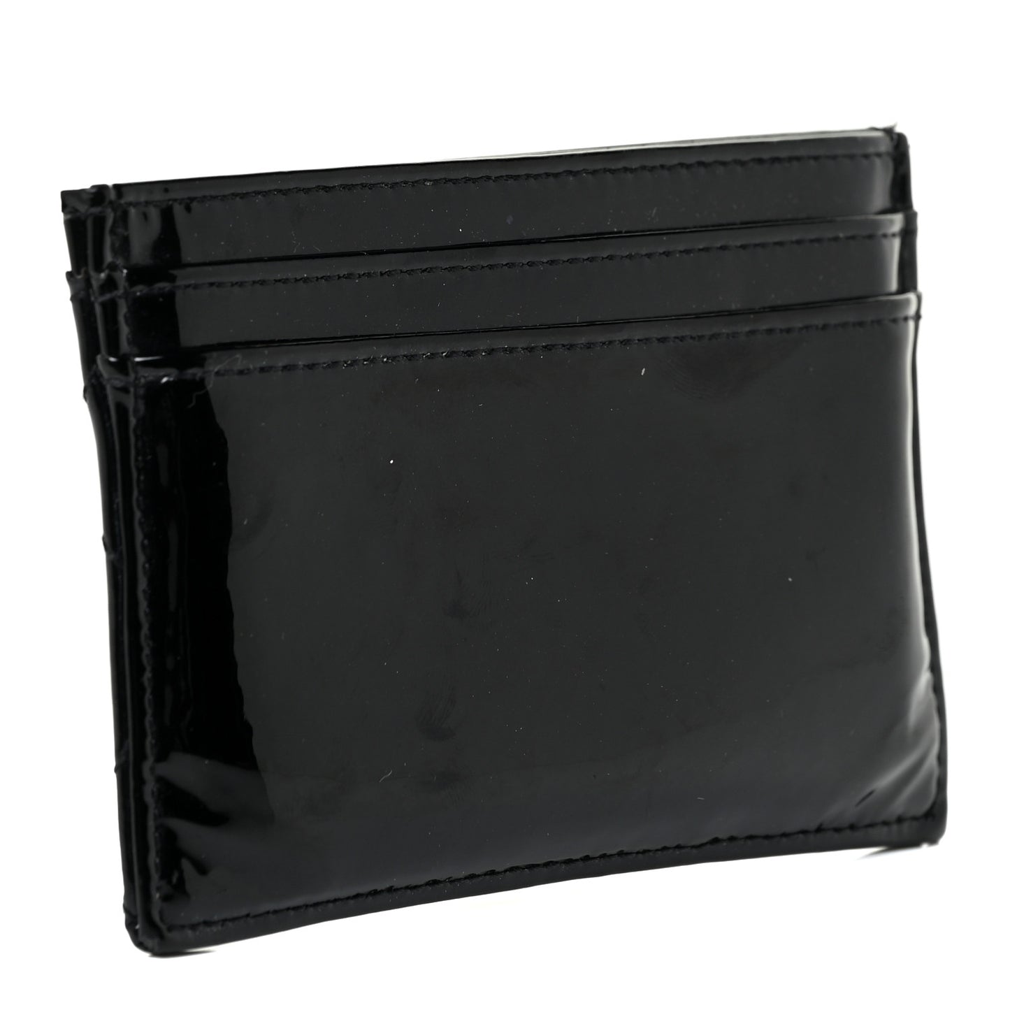 Patent Quilted Brilliant Card Holder Black