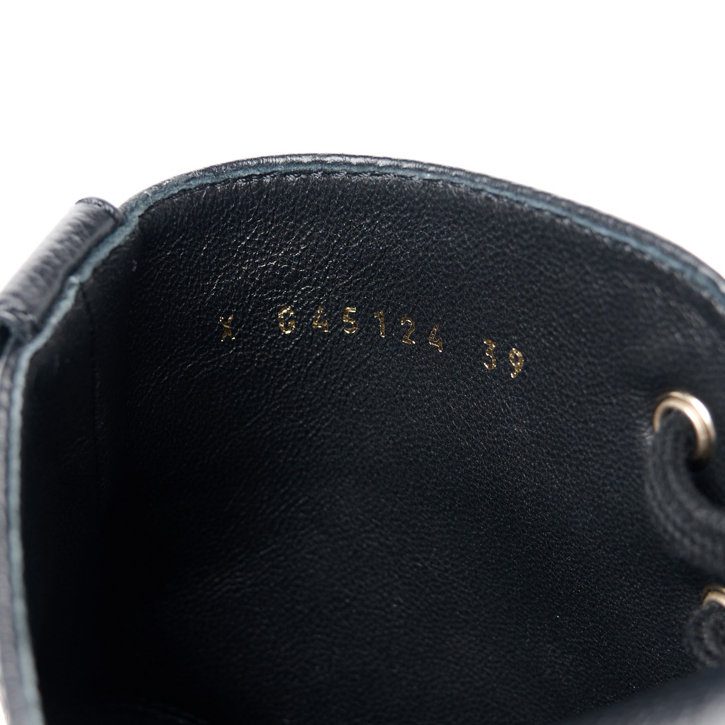 Grained Calfskin Shiny Calfskin CC Lace Up Combat Boots 39 Black