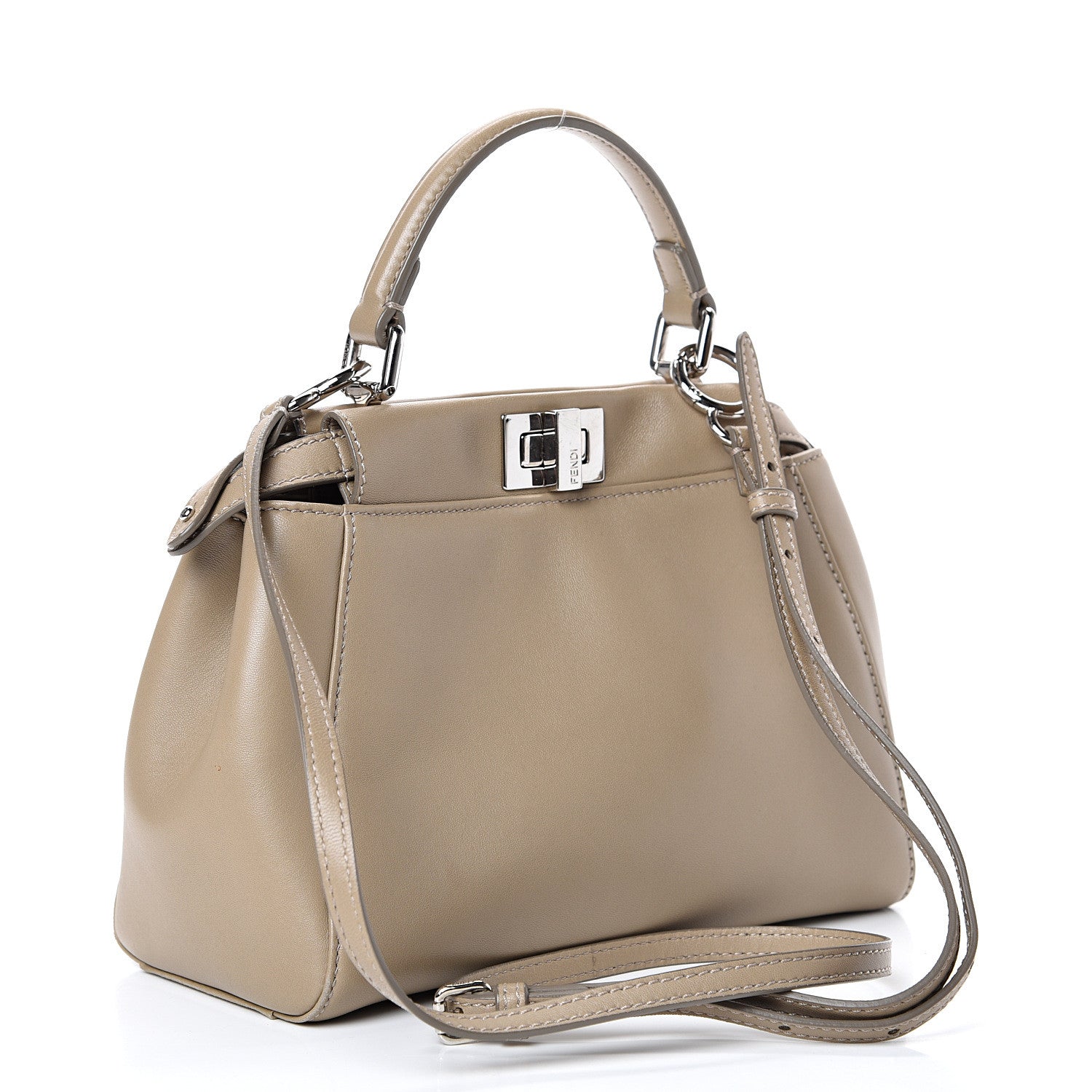 Fendi Nappa Mini Peekaboo Iconic Satchel Tortora 2 of 14