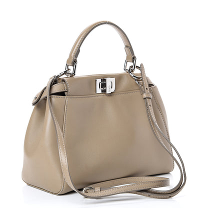 Fendi Nappa Mini Peekaboo Iconic Satchel Tortora 2 of 14