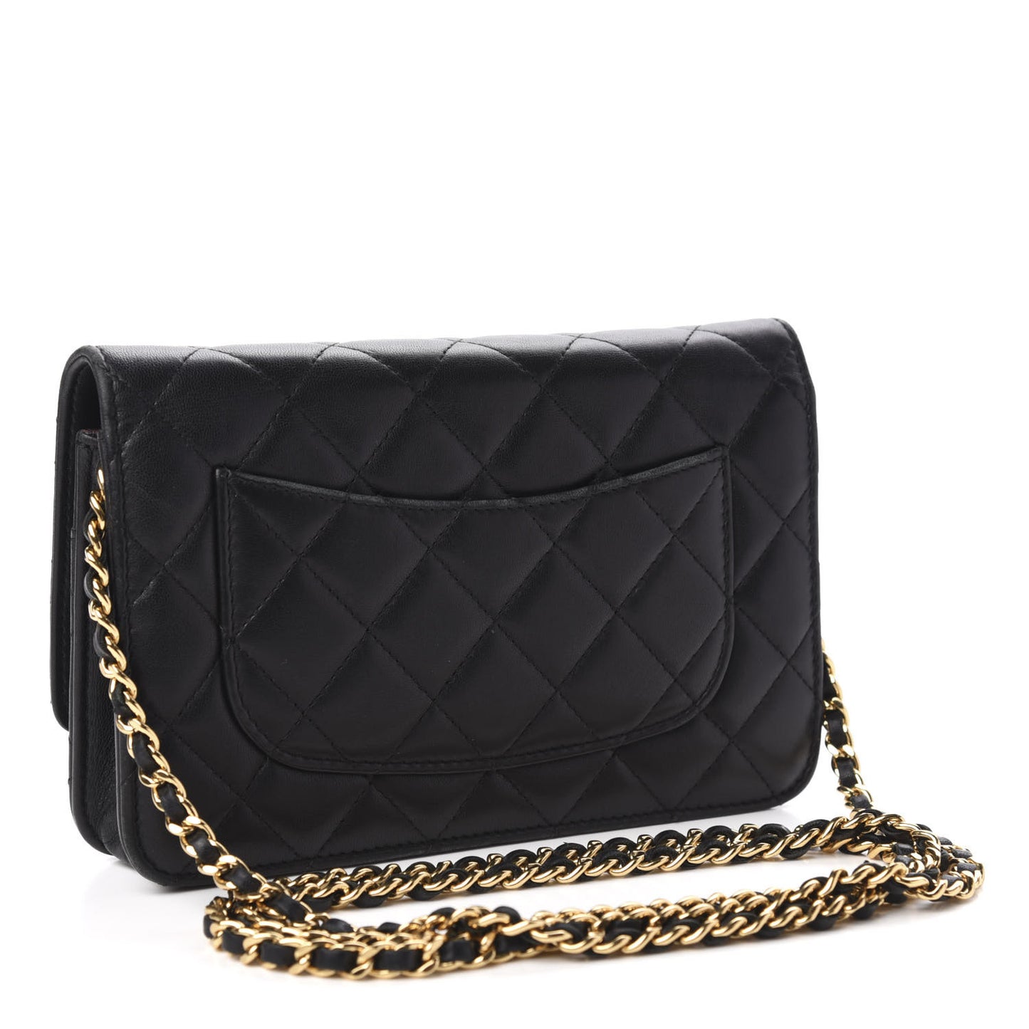 Lambskin Quilted Wallet On Chain WOC Black
