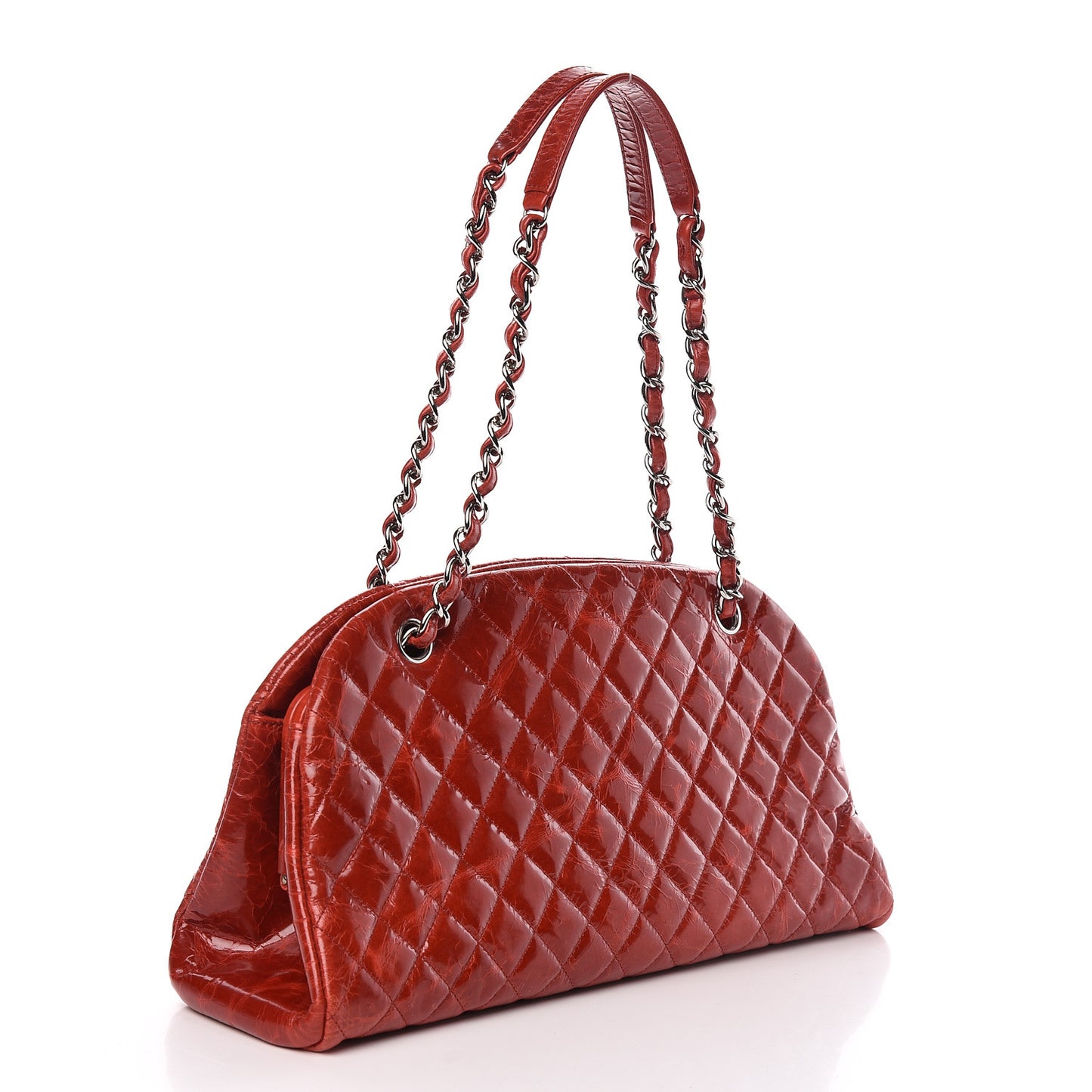 Glazed Calfskin Quilted Medium Just Mademoiselle Red