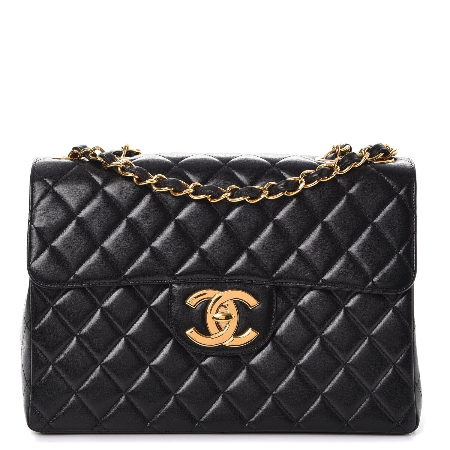 Chanel Lambskin Quilted XL Jumbo Single Flap Black 1 of 12