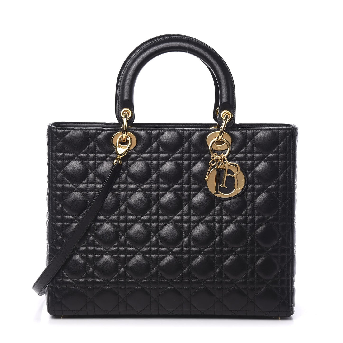 Lambskin Cannage Large Lady Dior Black