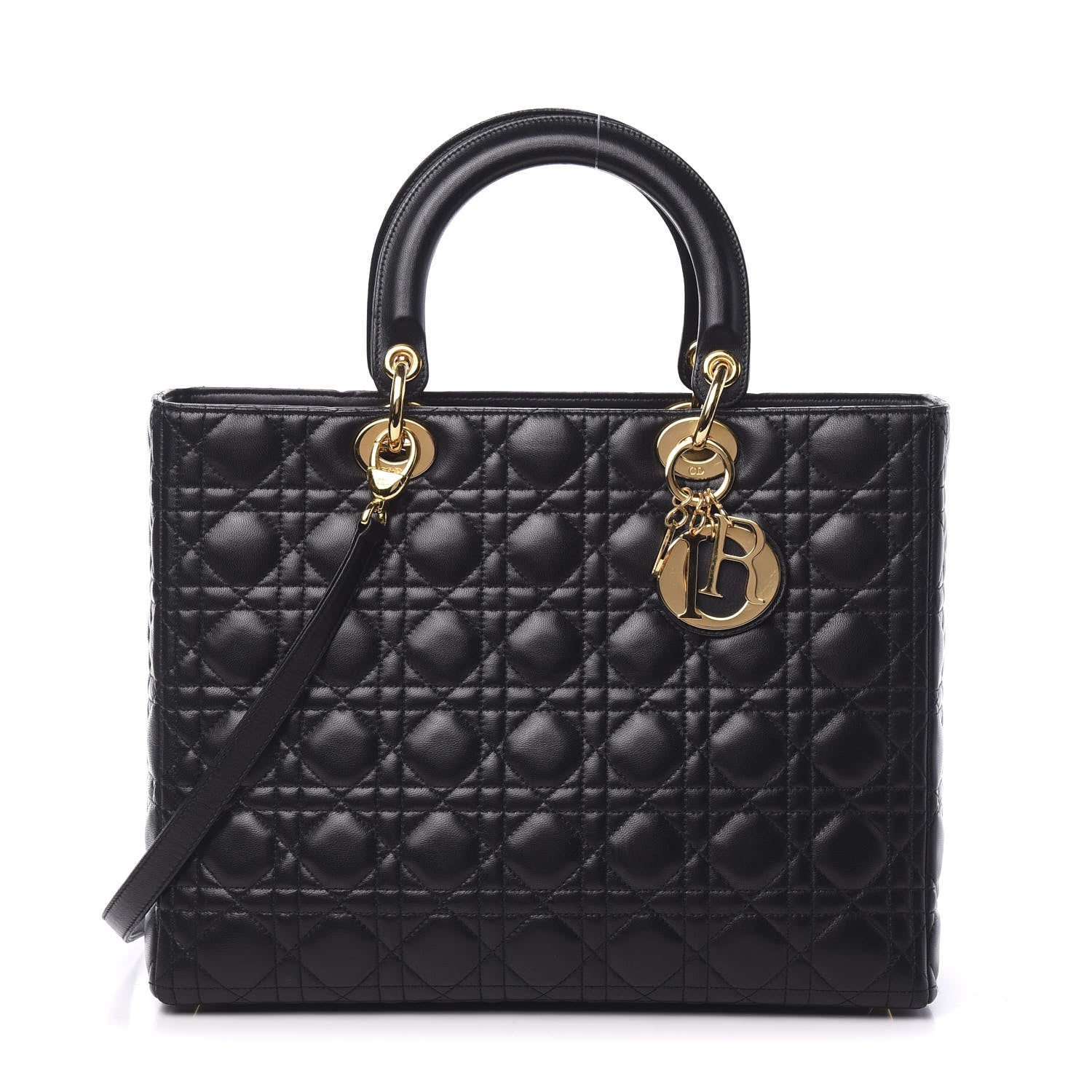 Christian Dior Lambskin Cannage Large Lady Dior Black 1 of 12