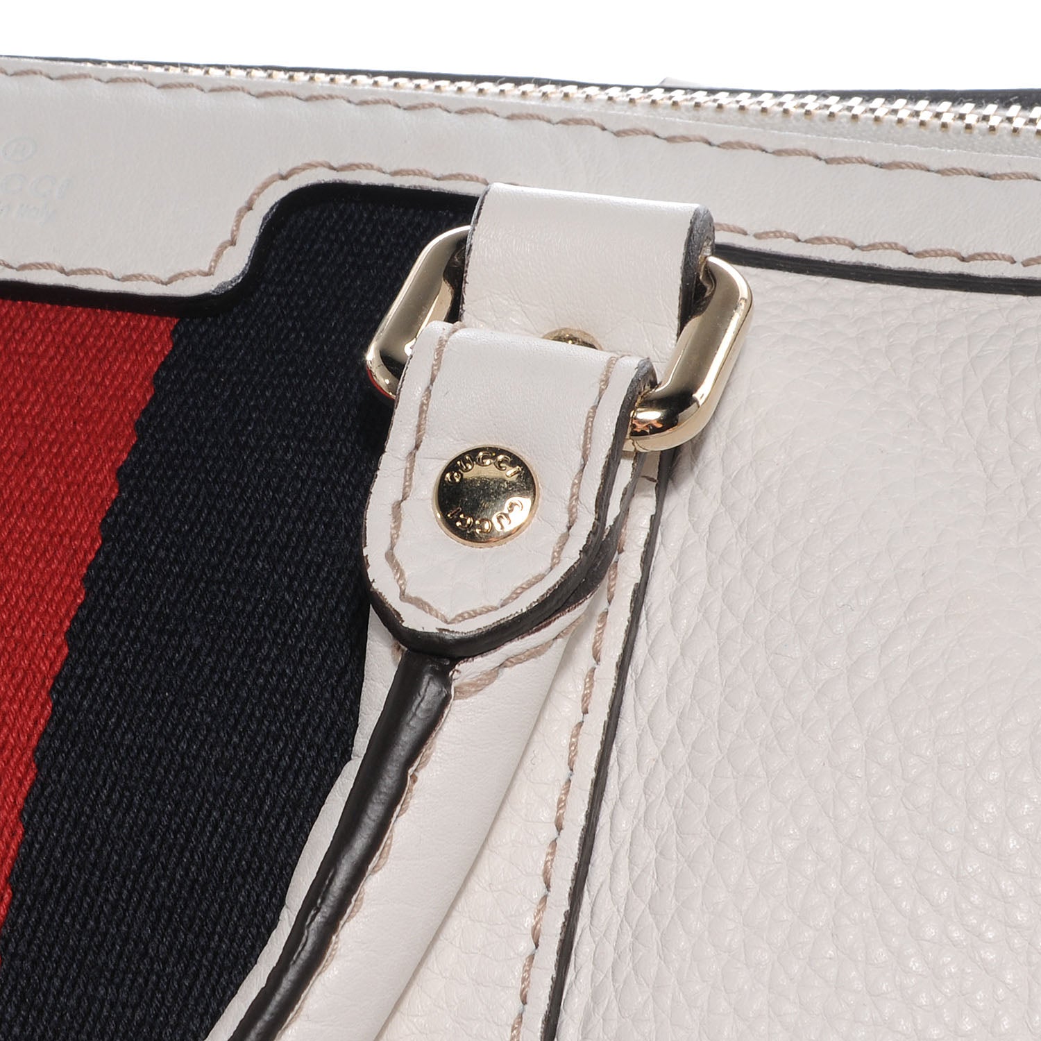 Gucci Leather Vintage Web Boston White 5 of 10