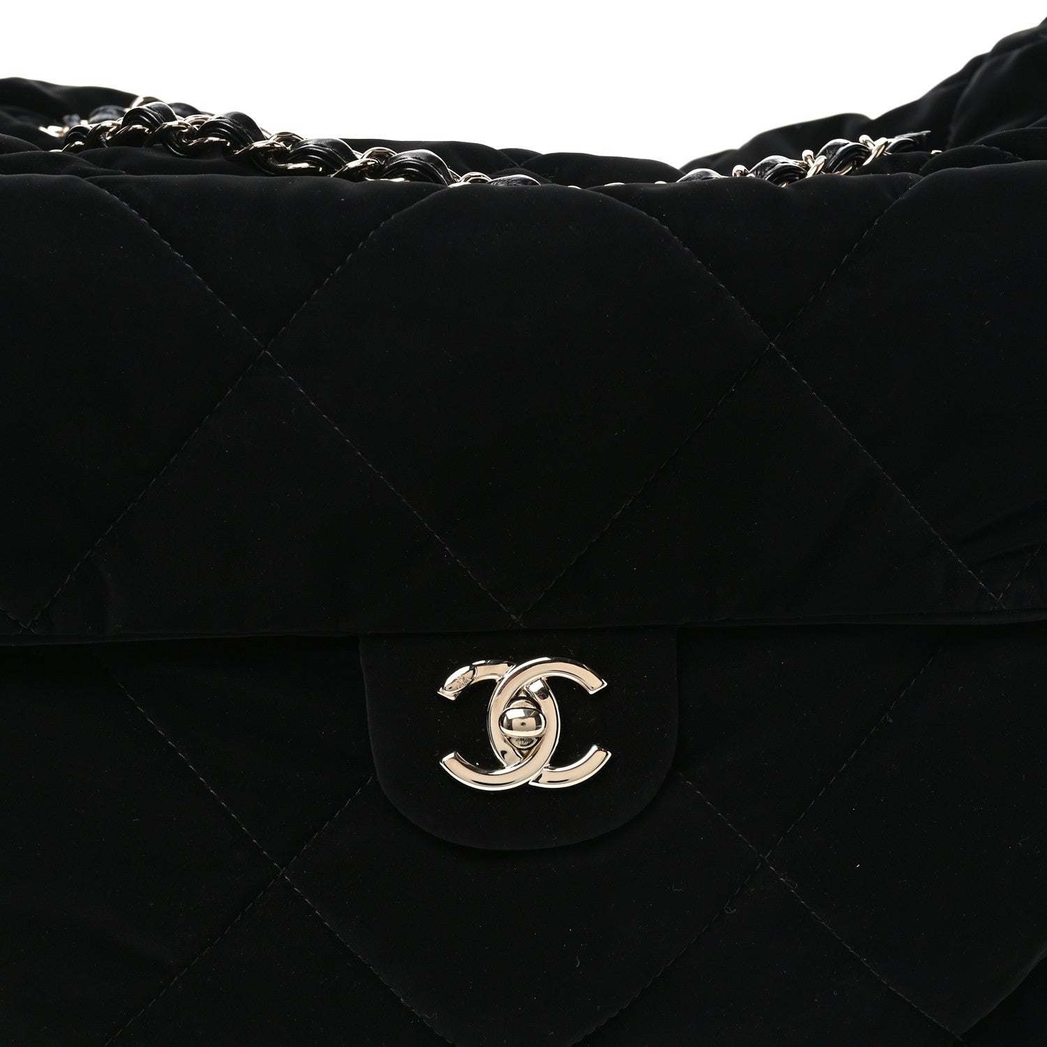 Chanel Nylon Velvet Effect Quilted Maxi Bowling Bag Black 8 of 10