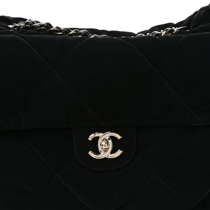 Chanel Nylon Velvet Effect Quilted Maxi Bowling Bag Black 8 of 10