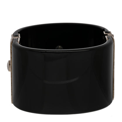 Chanel Resin Swarovski Baguette Crystal CC Shield Cuff Black 3 of 5
