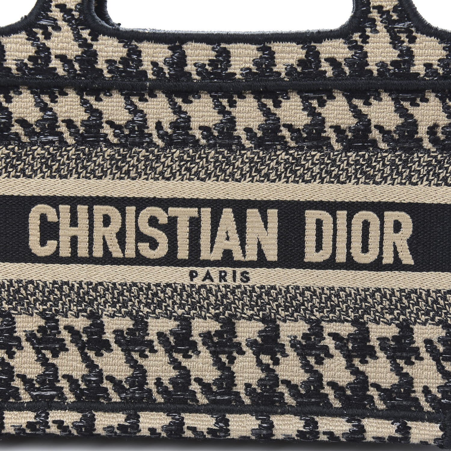 Christian Dior Canvas Houndstooth Embroidered Mini Book Tote Black 9 of 9