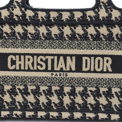 Christian Dior Canvas Houndstooth Embroidered Mini Book Tote Black 9 of 9